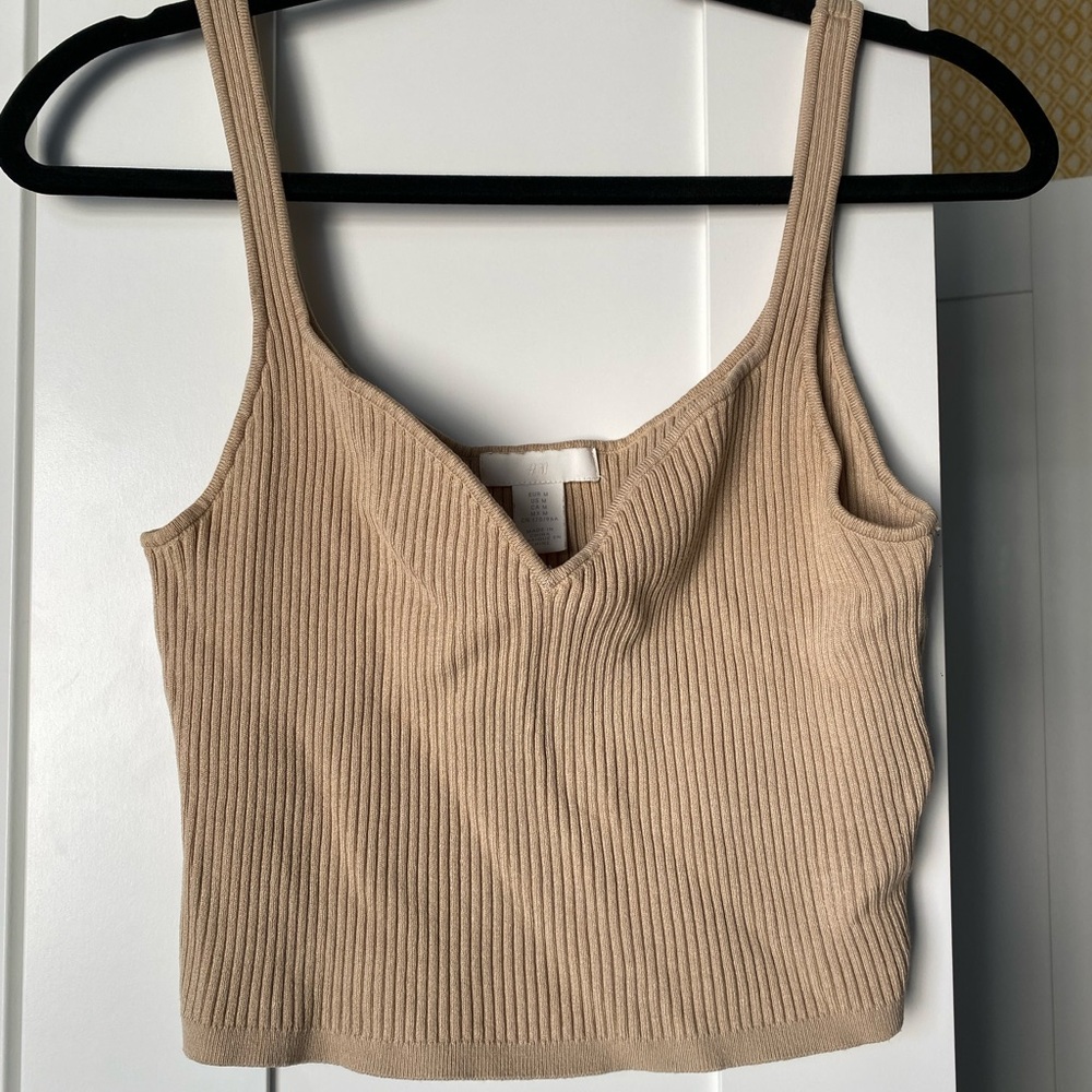 H&M Beige Ribbed Crop Top